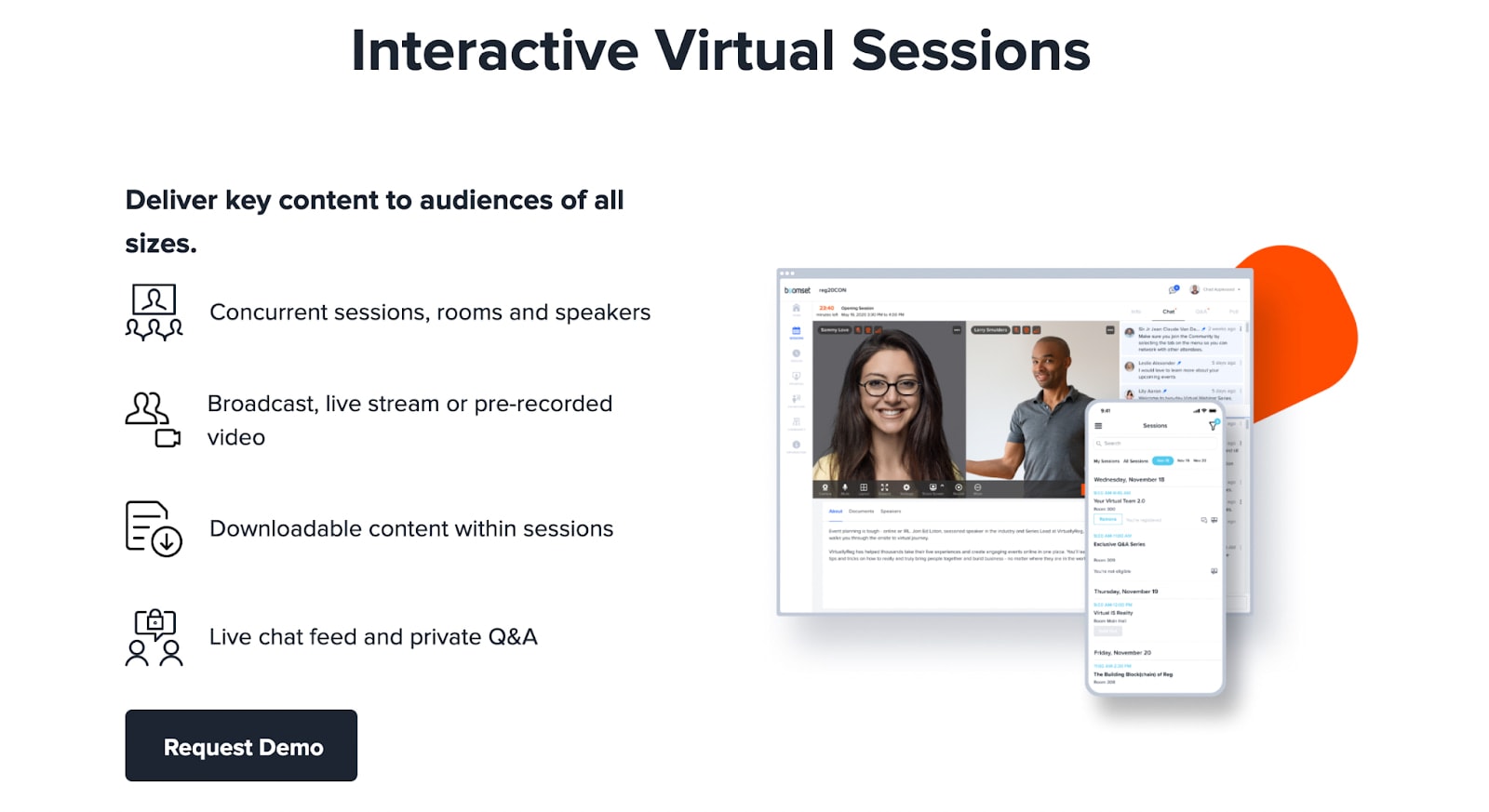 Boomset's features for virtual sessions