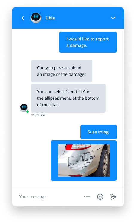 Una imagen del chatbot Ubie de Userlike en acción
