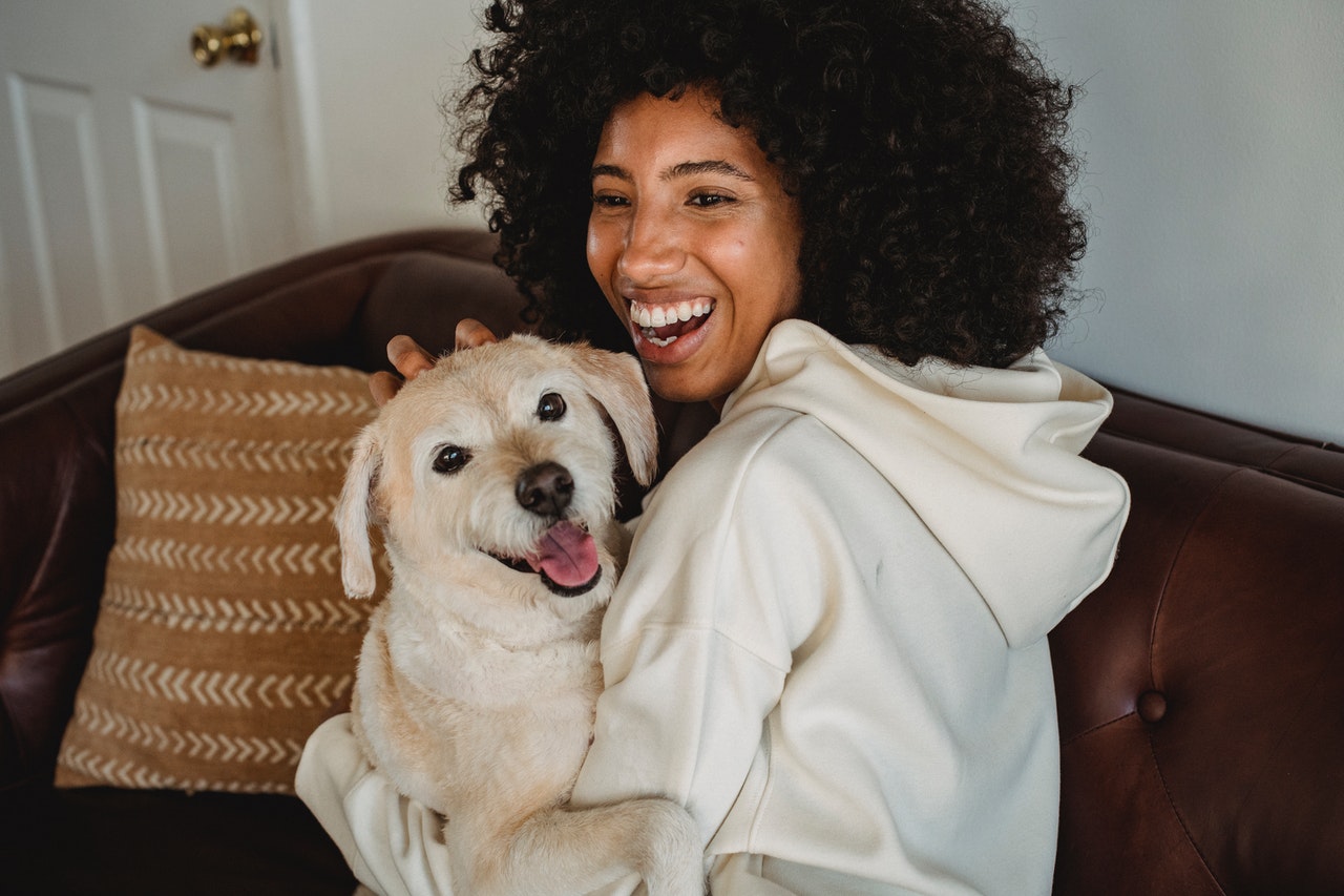 picture of a woman with a dog