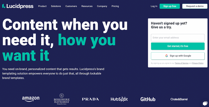 Lucidpress home page