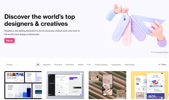 Dribble home page