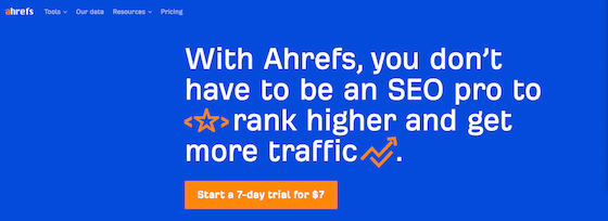 Screenshot der Ahrefs-Werbung für Ihre Testphase