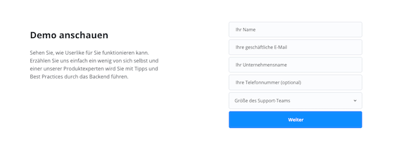 Screenshot von unserem Demo-Formular