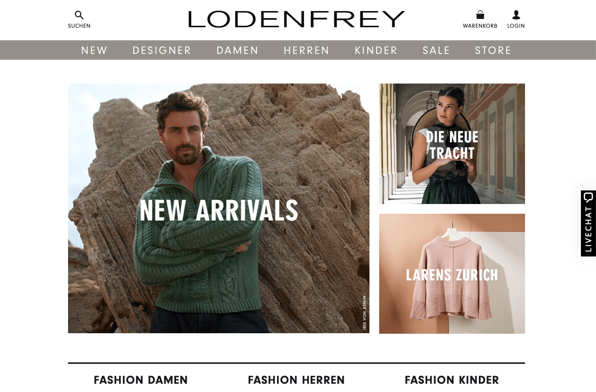 Screenshot of Lodenfrey’s fashion live chat