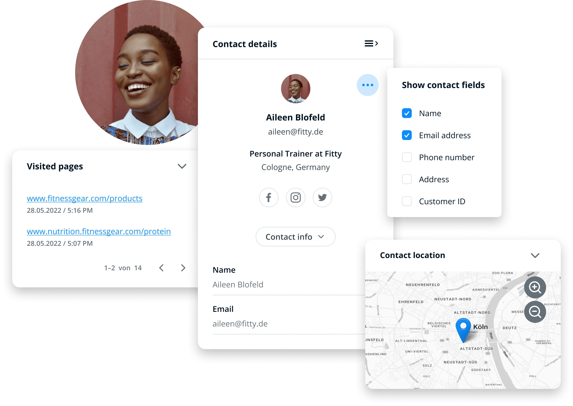 Kundenprofile im Userlike Message Center.
