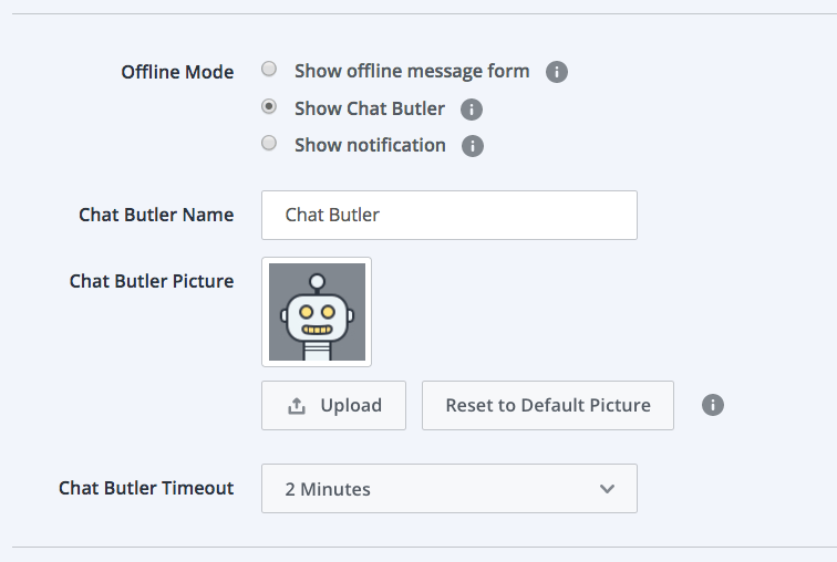 A screenshot of setting up Chat Butler in the Dashboard.