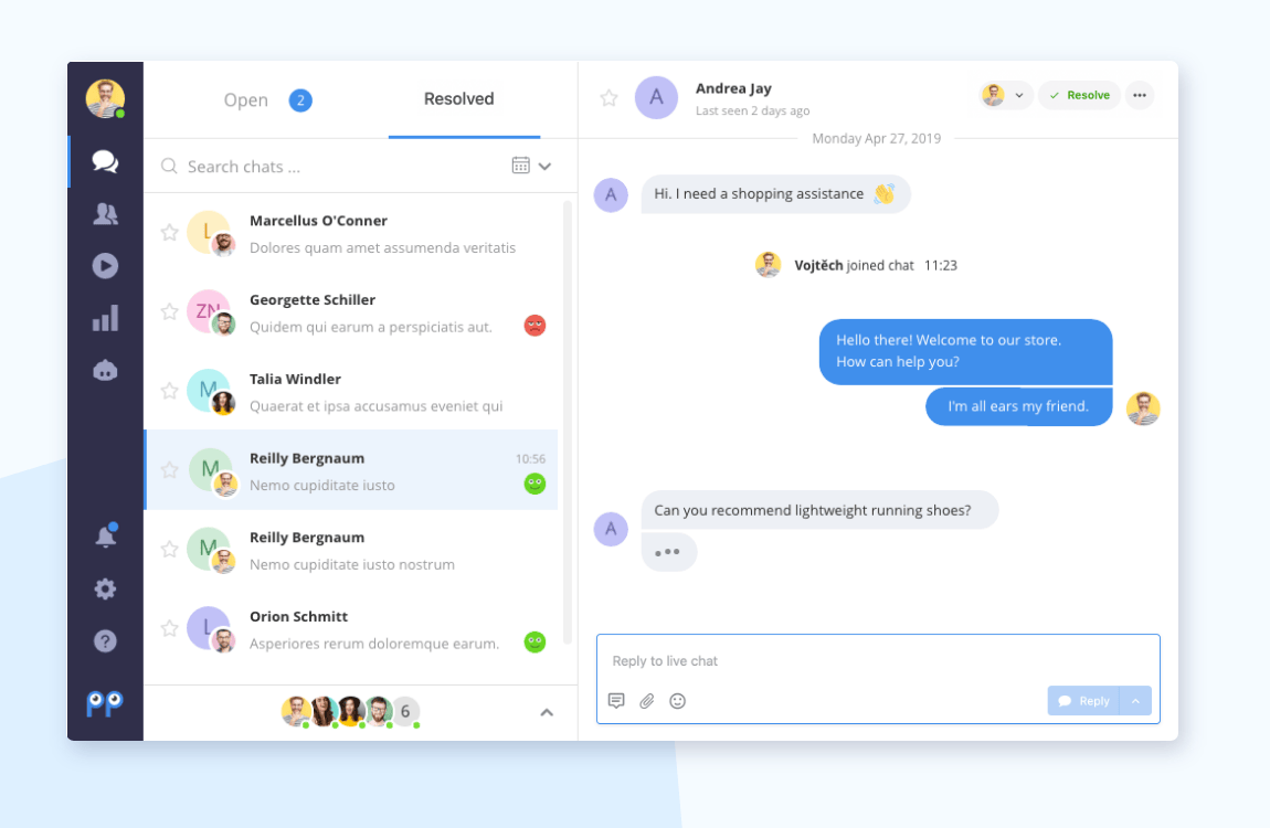 Smartsupp live chat panel