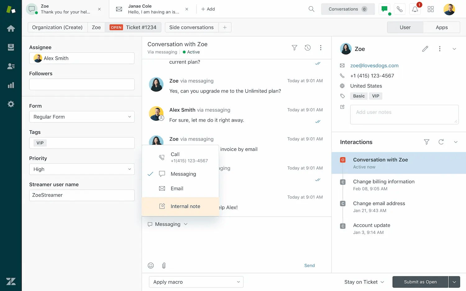 Zendesk messaging tool