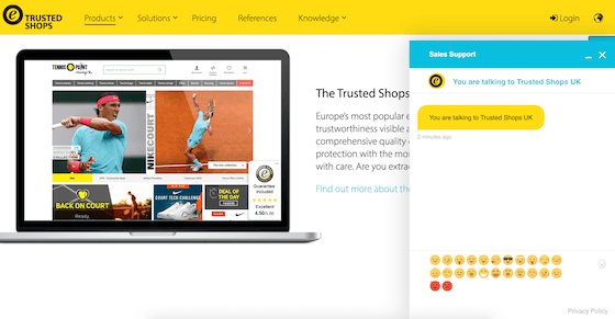 Trusted Shops usando el chat en vivo de Userlike en su sitio web