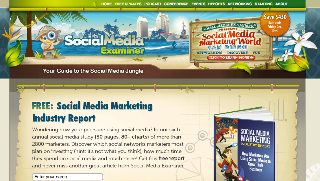 screenshot of Social Media Examiner blog