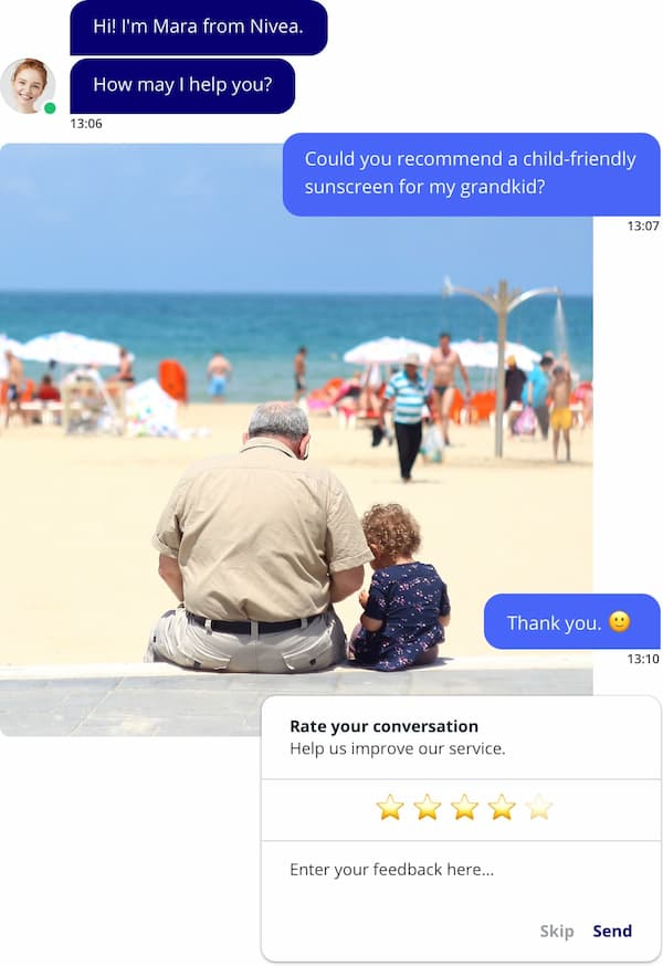 image of example conversation and rating box