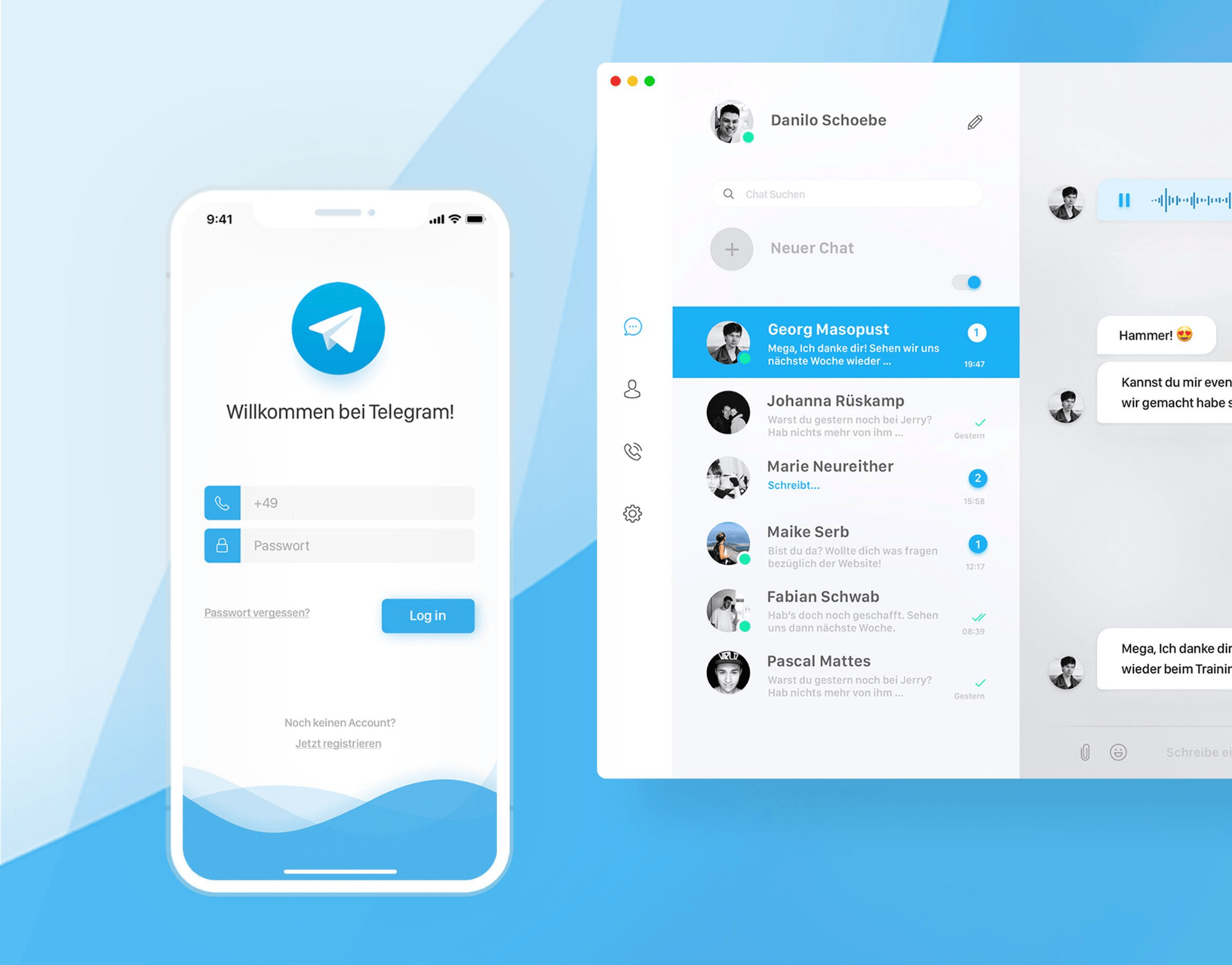 The Telegram app on a phone and in a browser