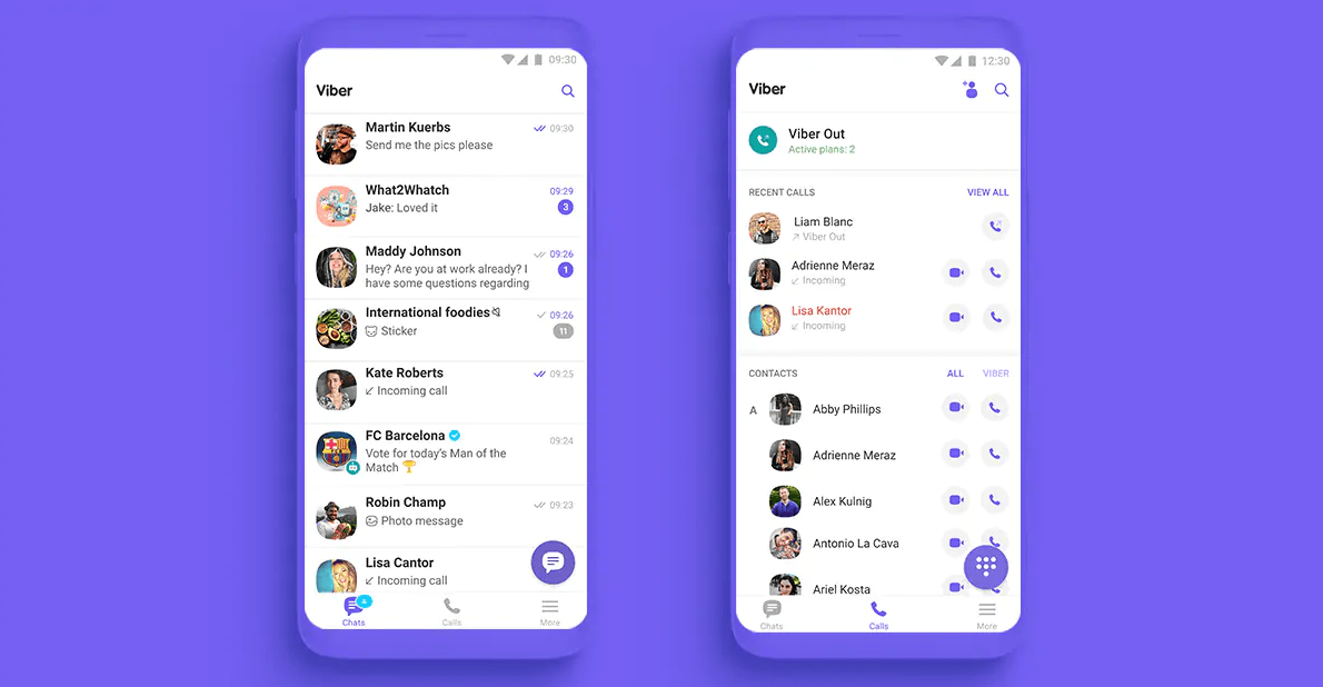 Viber's user interface on a smartphone.
