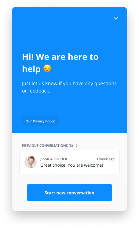 The opening screen of Userlike's website messenger.