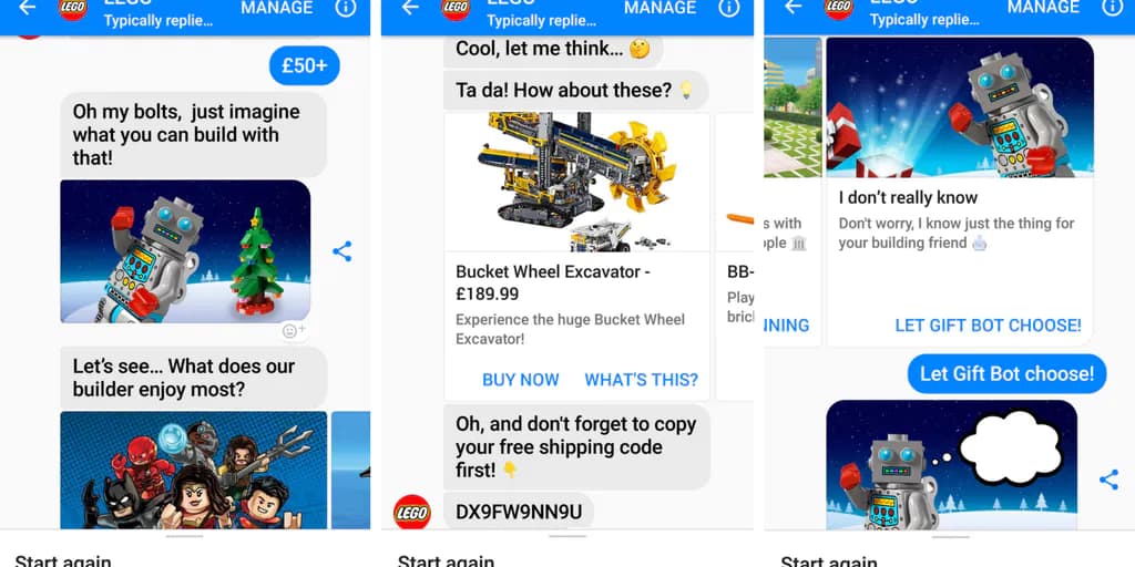 Mobile Screenshot von Legos Geschenkefinder-Chatbot