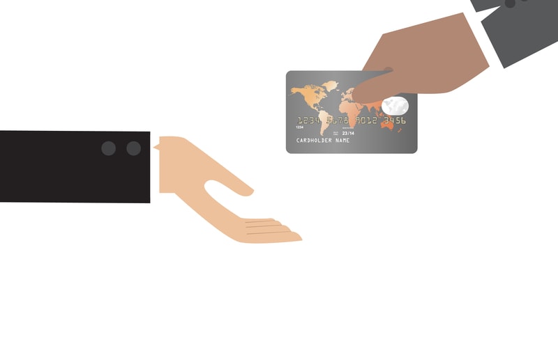 comic of credit card payment handover