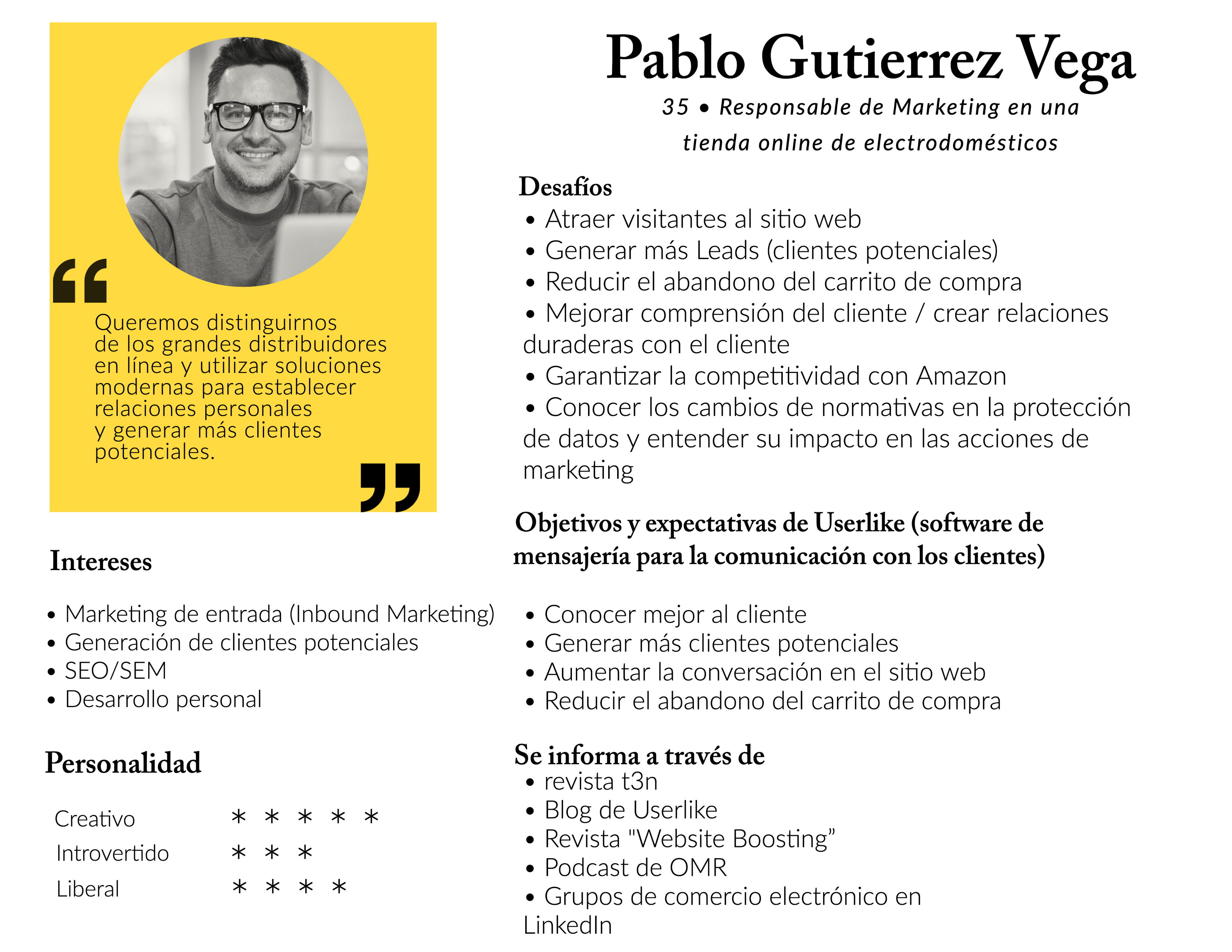Un ejemplo de un Buyer Persona de Userlike