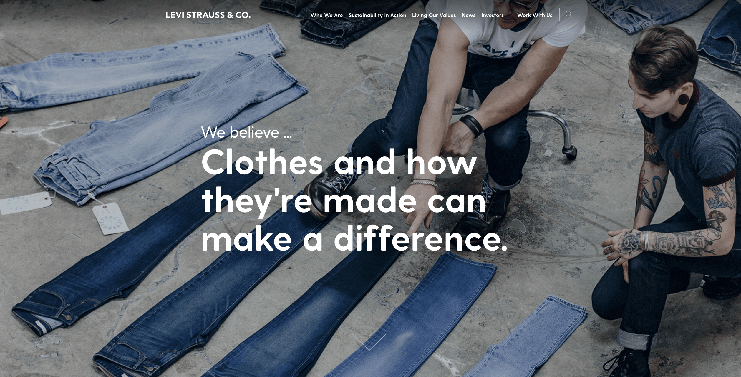 Screenshot of Levi Strauss website.