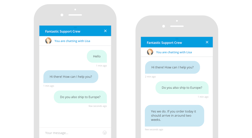 screenshot of Userlike live chat