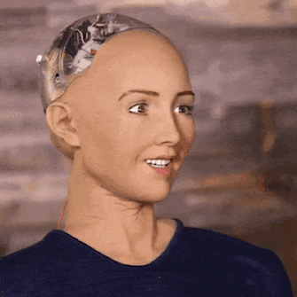 gif of the humanoid robot at the SXSW convention
