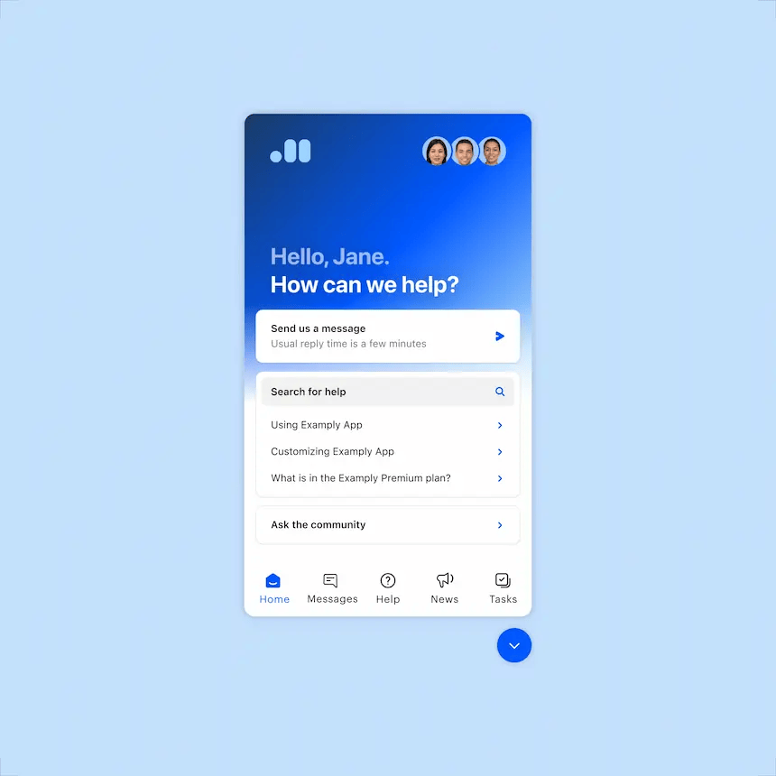 screenshot der Intercom Website