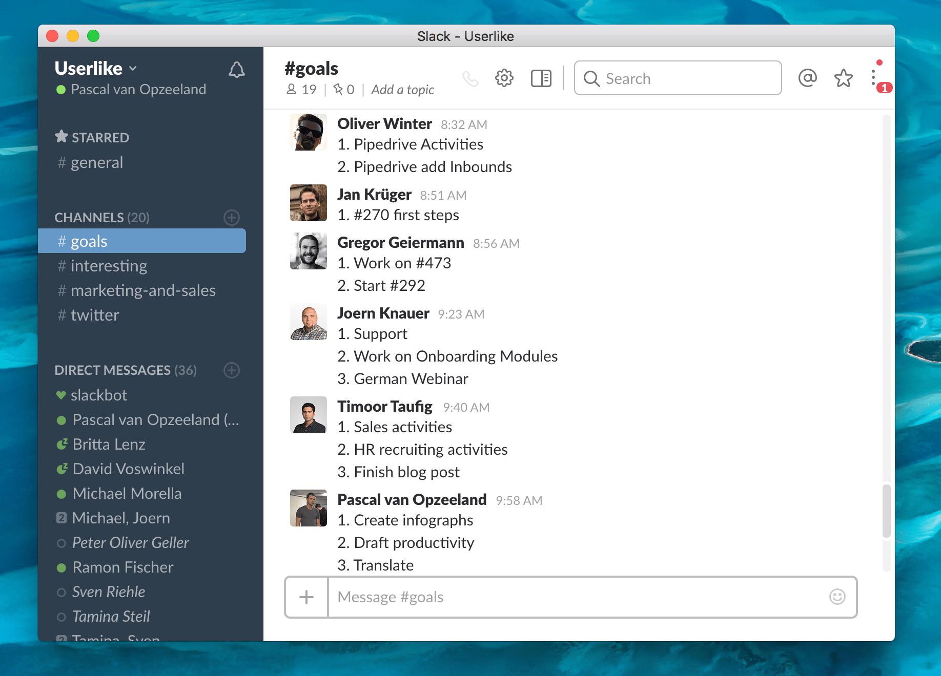 Our MITs shared in Slack.