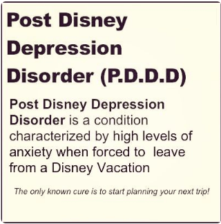 Box with written definition of Post Disney Depression Disorder.