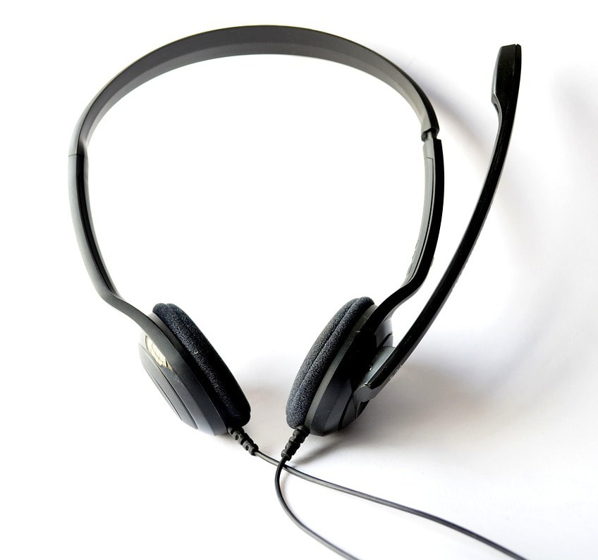 photograph picture of a headset customer service