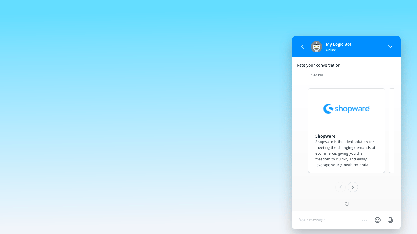 screenshot of the logic bot's carousel function