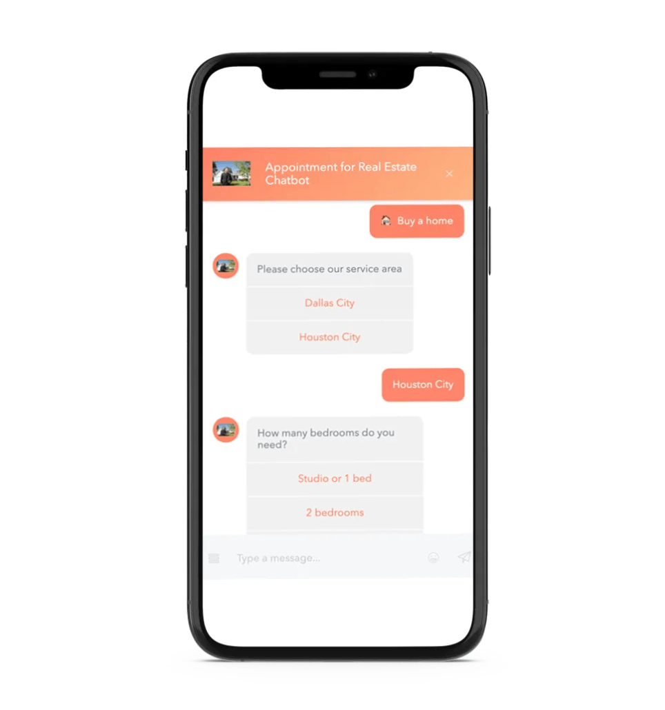 phone view of chatbot conversation showing bubble options