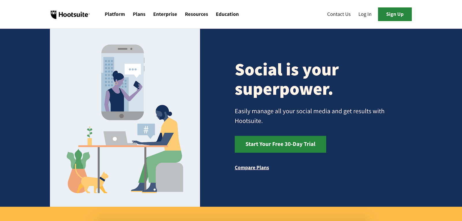 Screenshot of Hootsuite website.