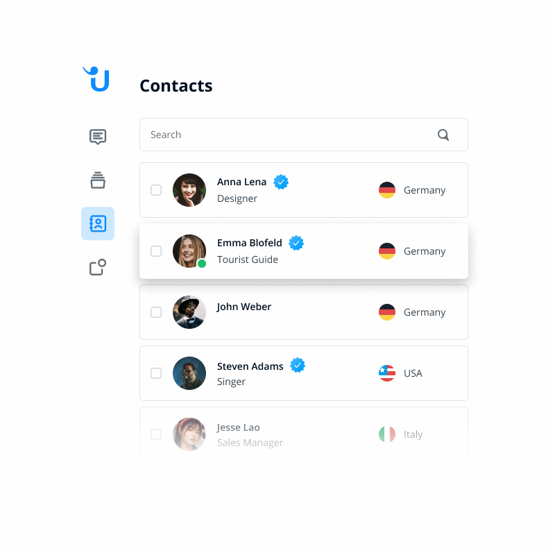 Produktbild der gespeicherten Kontakte in Userlike