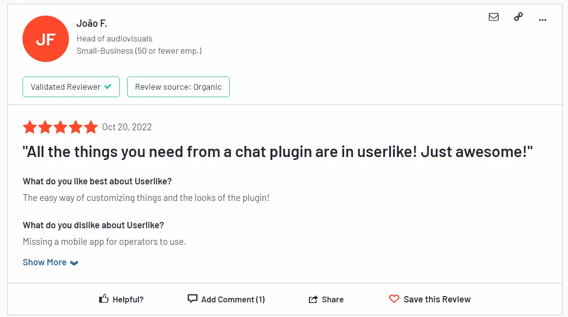 constructive review of userlike