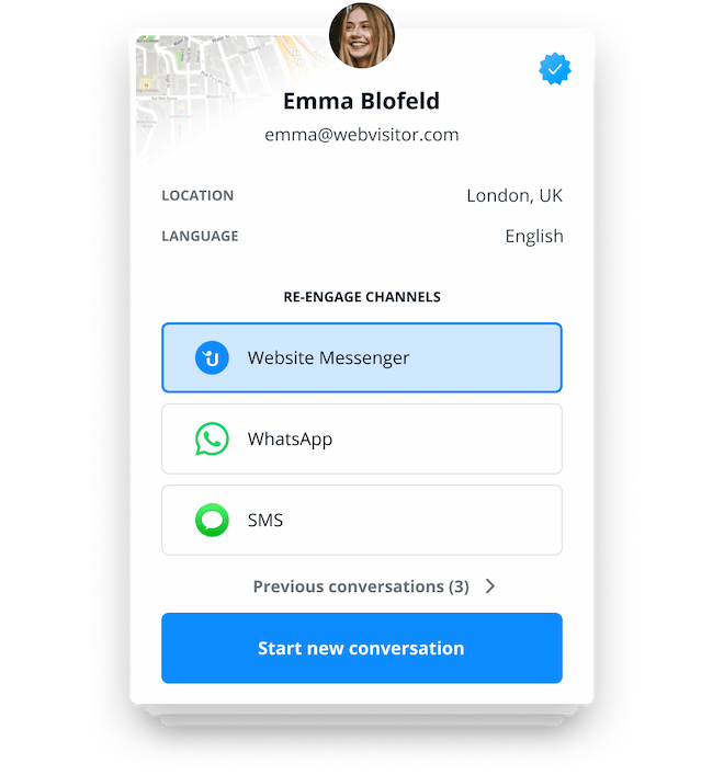 Live chat customer profile details