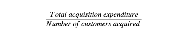 equation to calculate customer acquisition cost