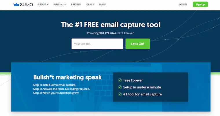 Clever marketing on Sumo's homepage