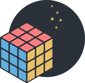 cartoon of rubik's cube