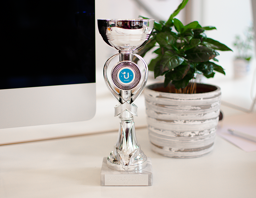 image of trophy on desk