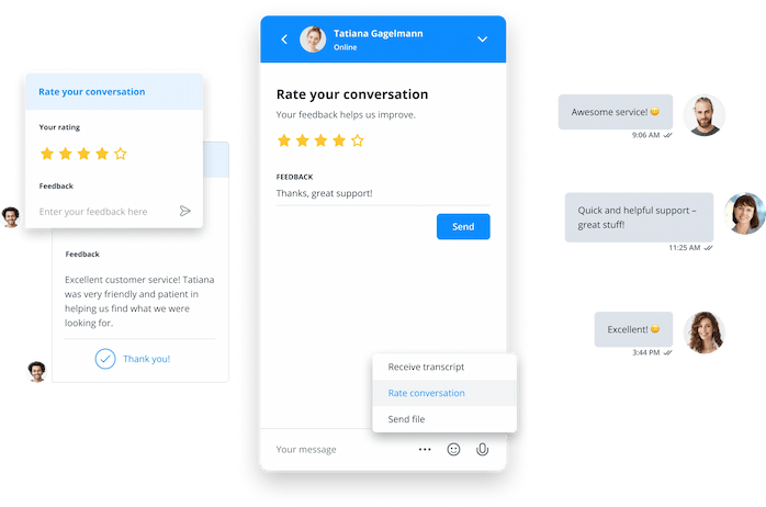 Userlikes Website Messenger mit Bewertungsoptionen