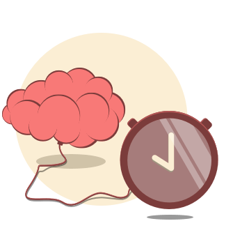 Brain connected to a clock.