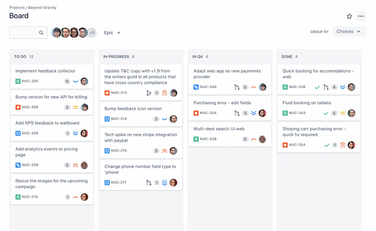 Captura de pantalla del software de atención al cliente Jira