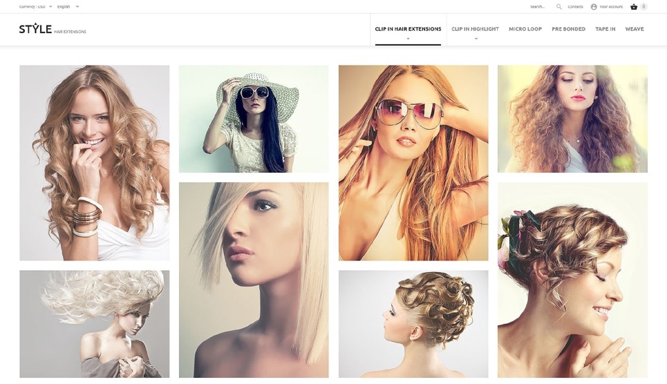 screenshot of masonry layout webshop theme