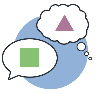 Two chat bubbles misunderstanding each other.