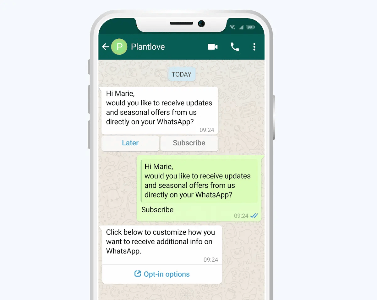 Bild einer WhatsApp Unterhaltung die WhatsApp Campaigns zeigt