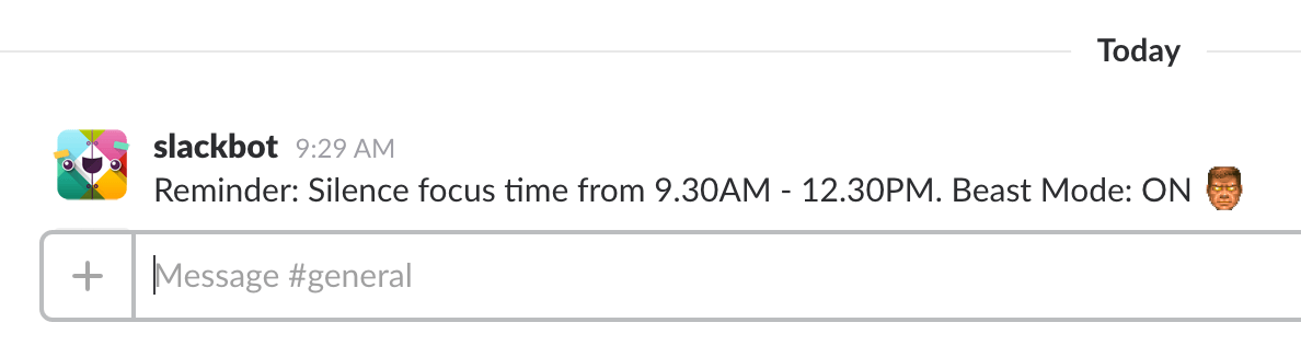 Uno screenshot della nostra notifica del tempo di silenzio.