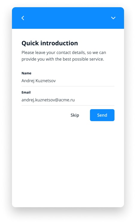Userlike registration form