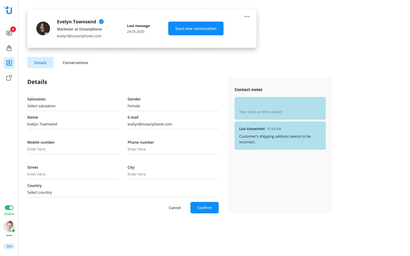 Userlike contact area