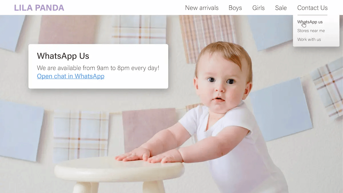WhatsApp-Link auf Websites eines Online-Retail-Shops