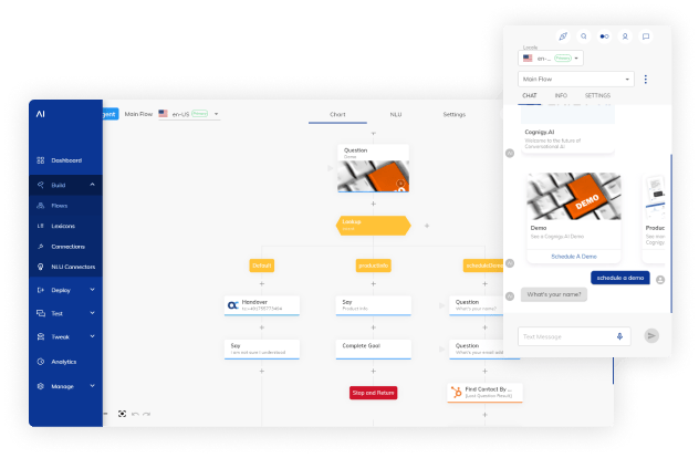 Un'interfaccia del fornitore di chatbot a basso codice Cognigy