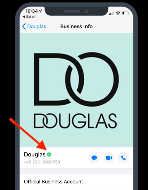 WhatsApp-Unternehmensaccount von Douglas